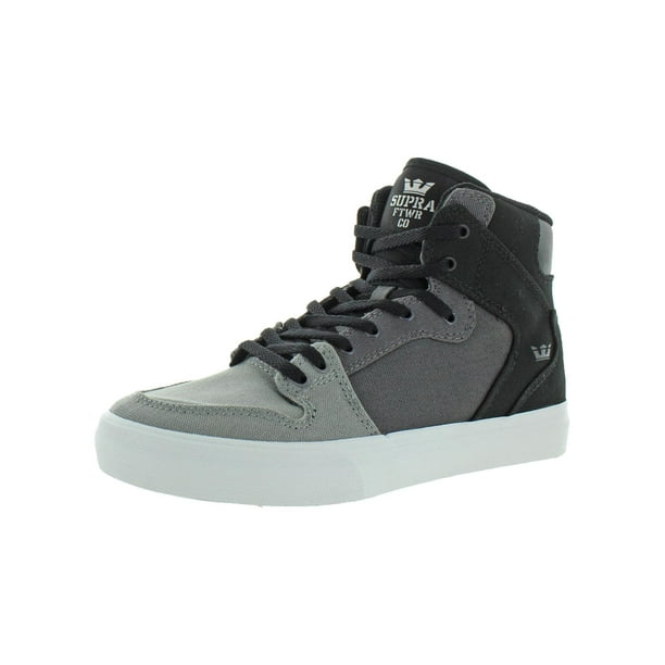 Supra Mens Vaider Lace Up Active Gym Sport Hi Tops Light Grey Trainers 